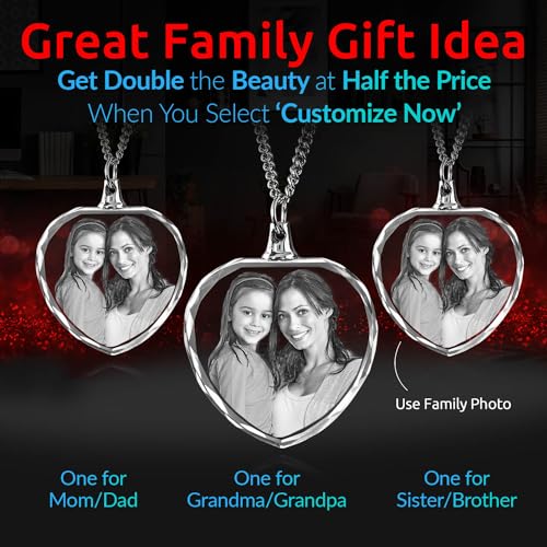 ArtPix 3D Crystal Photo, Personalized Gift Necklace Heart for Women, Wife, Her, Custom Gift for Dad, Father, Great Customized Gifts With Your Own Picture2