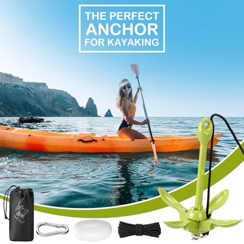 Image of Lounsweer 2 Pack 1.5 /3.5 lb Marine Kayak Anchor Kit Folding Grapnel Anchor Kit Boat Kayak Fishing Accessories for Small Boats Kayaks Canoe Paddle Boards