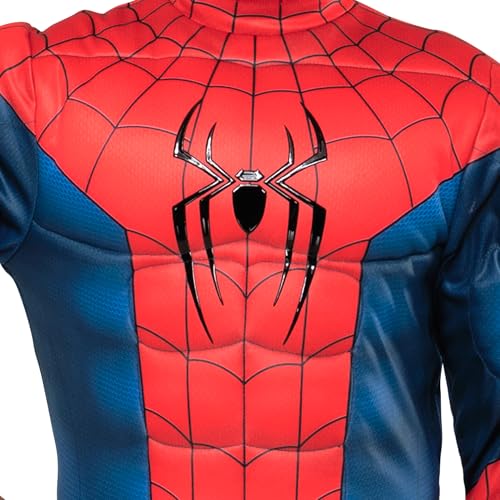 MARVEL Spider-Man Brand New Day Official Youth Halloween Costume - Premium Quality Padded Jumpsuit with Pull On Fabric Mask - M (8-10)
