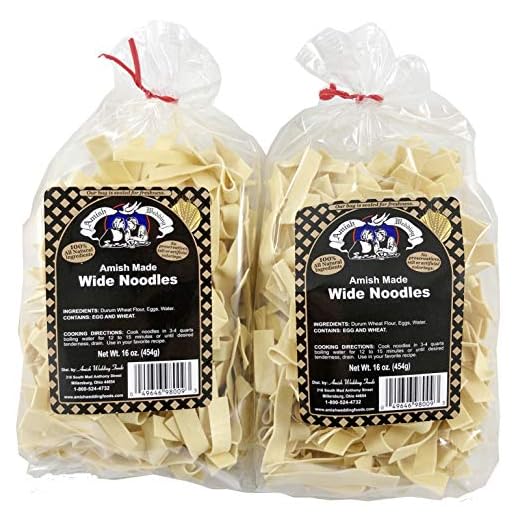 Amish Wedding Foods Wide Noodles 16 Ounce Bags No Preservatives (Pack of 2)