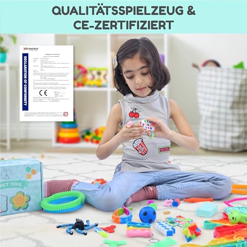 Fidget Toys Set – Anti Stress Spielzeug für Kinder und Erwachsene – Skills Set zur Stressbewältigung und Konzentrationssteigerung – Autismus und ADHS Spielzeug mit Pop It Stressball Infinity Cube