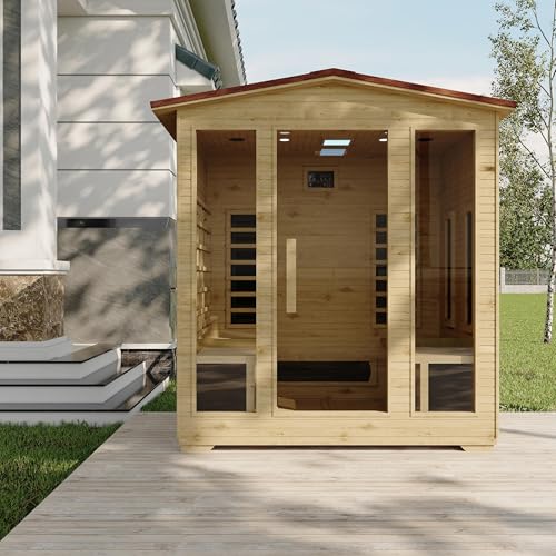 SWHSE Outdoor Sauna,Full Spectrum Infrared Sauna for 4 Person,Home Sauna with 10 Minutes Warm Up...