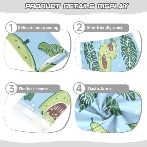 Bolaz Toddler Girls Leggings Printed Yoga Pants Leggings Avacado with Tropical Leaves for Kids3