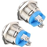 OHPHCALL Doorbell Button Wired 2Pcs Metal Round Chime Button Easy Installation for Apartment and Garage Use