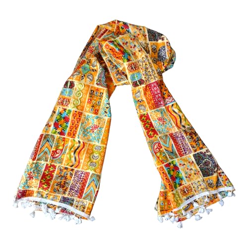 Cotton Printed Dupatta for Men – 2.25m Multicolor Chunni for Kurt...