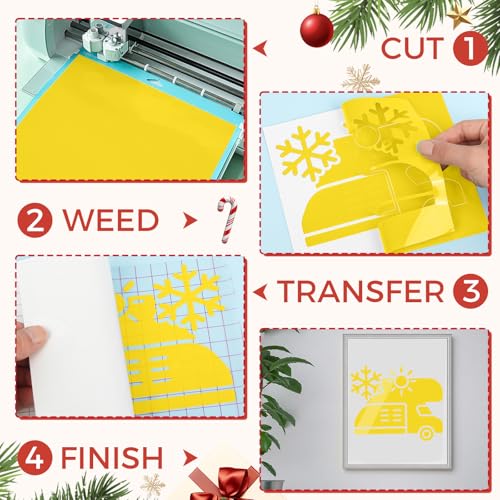 Image of IModeur Glossy Yellow Permanent Vinyl - 12 inch x 8 FT Permanent Adhesive Vinyl Roll for Cup Deco, Party Decoration, Sticker.