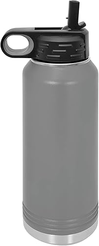 Miniatura 2 de LaserGram Botella de agua personalizada, tortuga marina hawaiana, acero inoxidable de doble pared aislada al vacío con popote superior, regalo