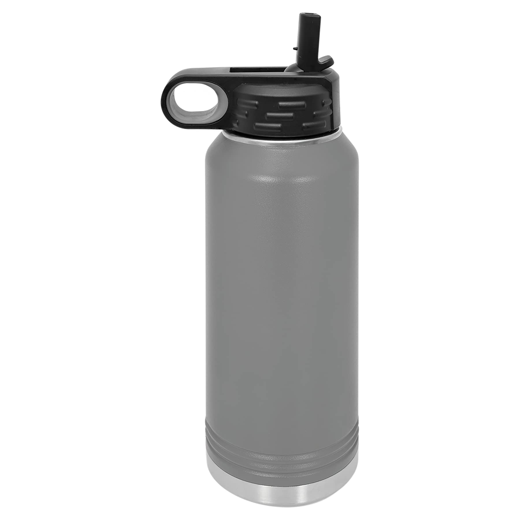 Polar Camel 32 oz Stainless Steel Water Bottle with Flip Top Lid and Straw (Dark Gray)