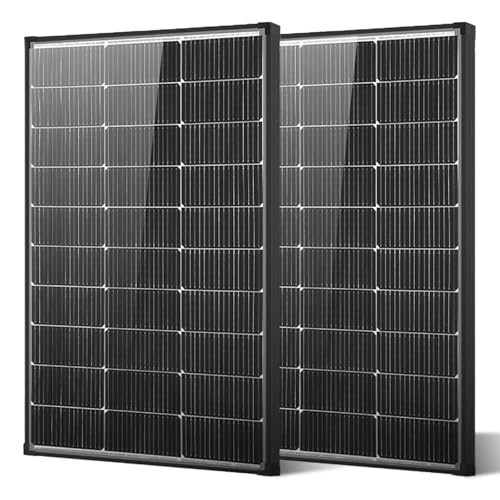 AeternaSol 200W Solar Panel,2PCS 100 watt Bifacial Solar Panel N-Type 16BB 25.6% High Efficiency 120 Watt Peak IP68 Grade A+ Cells for RV Trailer Marine Farm Rooftop Off-Grid System (Bifacial 100W*2)