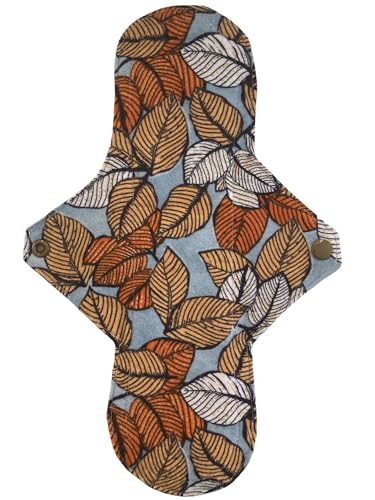 Wilde Maiden Co. 12in Handmade Reusable Pad, Reusable Sanitary Napkin, Leaves Pattern