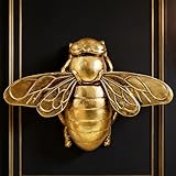 Semeid Gold Bee Wall Decor Resin Bug Wall Art – 3D Hanging Honey Bee Wall Sculpture, Handmade Insect Statue for Home Room Apothecary Decor, Bee Lovers & Collectors Gift Women (Metallic Gold)