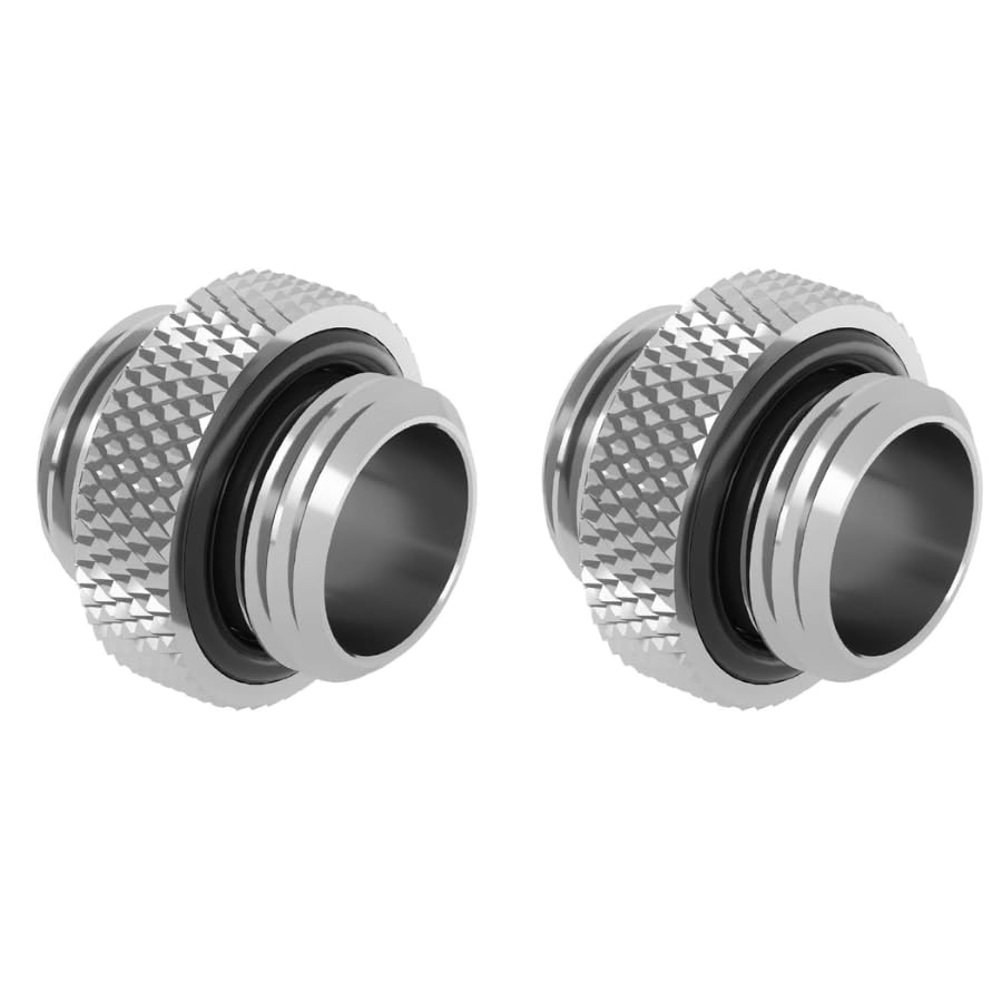 dracaena.io 2 pack G1/4" thread, Male to Male Mini Extender Fitting with tighten O-ring, Compression fitting for Computer Water Cooling System, Silver