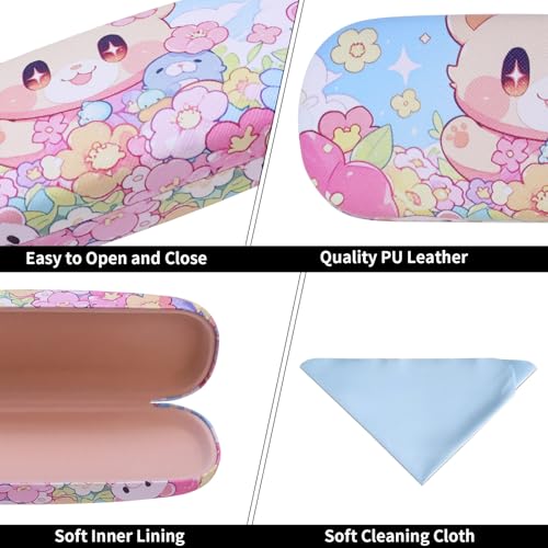 Image of PERFECTSIGHT Hard Shell Eyeglasses Case, PU Leather Protective Glasses Case, Cute Eyeglass Case for Women Men Girls
