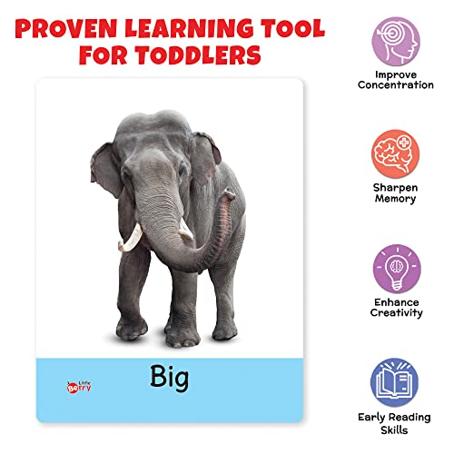 Image of Big Flash Cards for Kids: Opposites | 32 Double-sided Picture Cards, Durable & Water Resistant | Early Learning & Development Toy for Preschoolers & Toddlers 2-6 Year | Can Be Wiped Clean