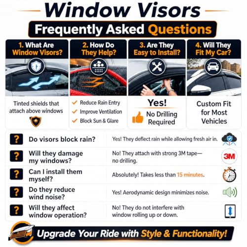 Image of 2010-2024 Tape-On Rain Guards for Toyota 4Runner Side Window Visor Deflectors Extra Thick Vent Shade Protector