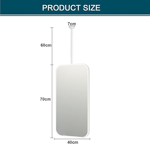 Miniatura 8 de Espejo de techo blanco con barra para colgar en el techo, espejos de baño para tocador, moderno espejo de pared rectangular de esquina redonda con