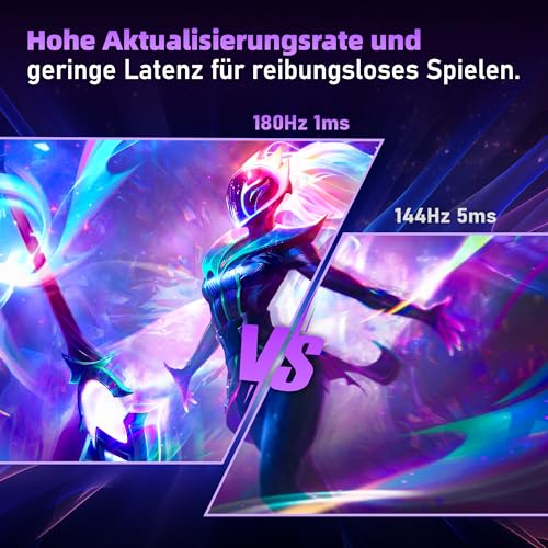 Monitor Gaming Viola da 27 Pollici 2K 180hz QHD (2560X1440) IPS 1ms MPRT 16:9 Monitor PC Viola Supporto per 144hz/165hz/180hz AMD Freesync Premium DisplayPort HDMI Supporto VESA - Monitor - Immagine 4