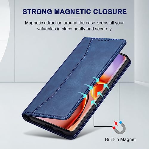 Image of Jasonyu Flip Wallet Case for Motorola Edge+ /Edge Plus (2023),Blue