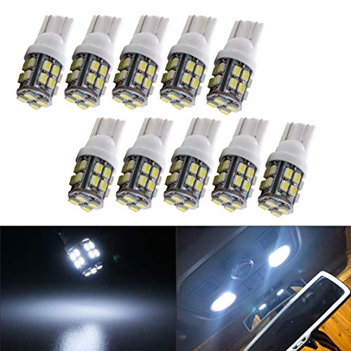 VIGORFLYRUN PARTS LTD T10 W5W LED 194 168 2825 T10 20SMD 20 LED Ampoule pour Plaque d'immatriculation de Voiture Porte Lumière Light Marker Lights Carte Carte Clignotants Lampe Pack de 10 Cover