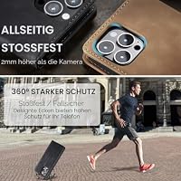 owlhold Handyhülle für iPhone 15 Pro MAX Hülle, Premium Lederhülle Weiches Vintage-Nubukleder Faltbare Ständer Klapphülle Kartenfach Standfunktion stoßfest Schutzhülle für iPhone 15 Pro MAX -Schwarz – Ansicht 5