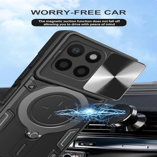 SEAHAI Case for HONOR X6a, Ultra-thin Silicone TPU Shockproof Hybrid Hard PC Cool Style Cover, with Slide Camera Cover and Metal Ring Magnetic Kickstand - Dark purple - Image 2