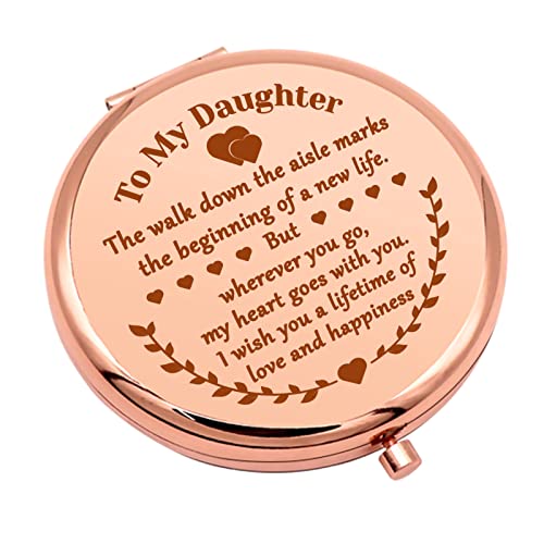 Daughter Gift from Mom Bride Gifts for Wedding Day Compact Makeup Mirror Bridal Shower Presents for Women Bride Folding Makeup Mirror Birthday Christmas Graduation Presents
