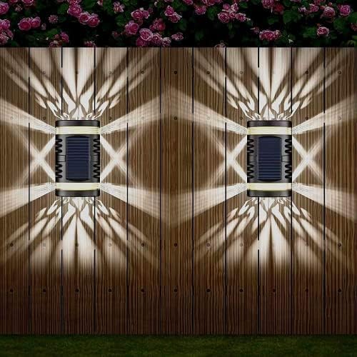 JOOAYOU Solar Fence Lights, 4 Pack Solar Wall Lights Outdoor, Solar Garden Lights Waterproof Outdoor Wall Lights for Garden, Fence, Patio, Gate, Yard, Driveway