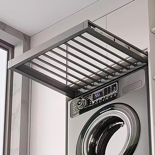 Porte-pantalons coulissant et séchoir extensible au-dessus de la machine