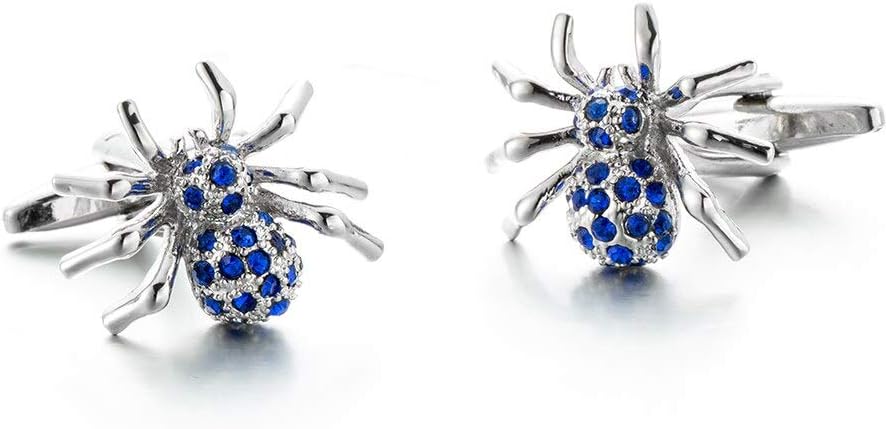 RVXZV Cufflinks Top Luxury Brand Button Blue Crystal Spider-design Cufflinks Neat Delicate Accessories