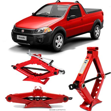 Mini Macaco Hidráulico Sanfona Automotivo Fiat Strada Cabine Simples 1 Tonelada Com Alavanca