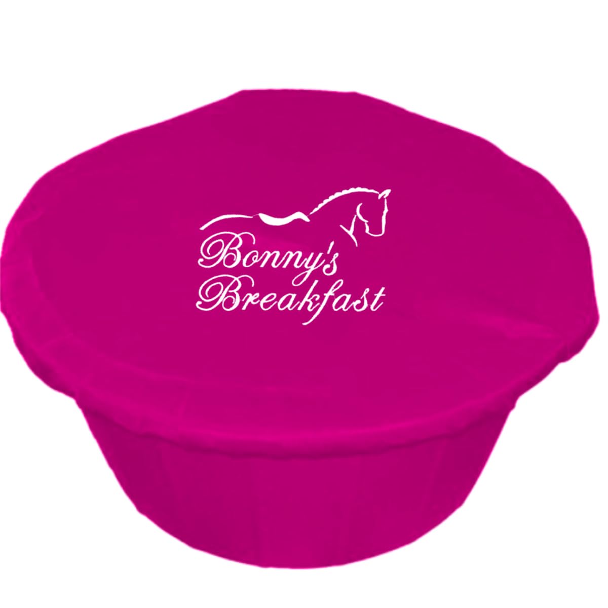 Personalized Embroidered Feed Bucket Cover, Multiple Colors Available, Handmade Horse Equipment, 15L upwards (Pink)