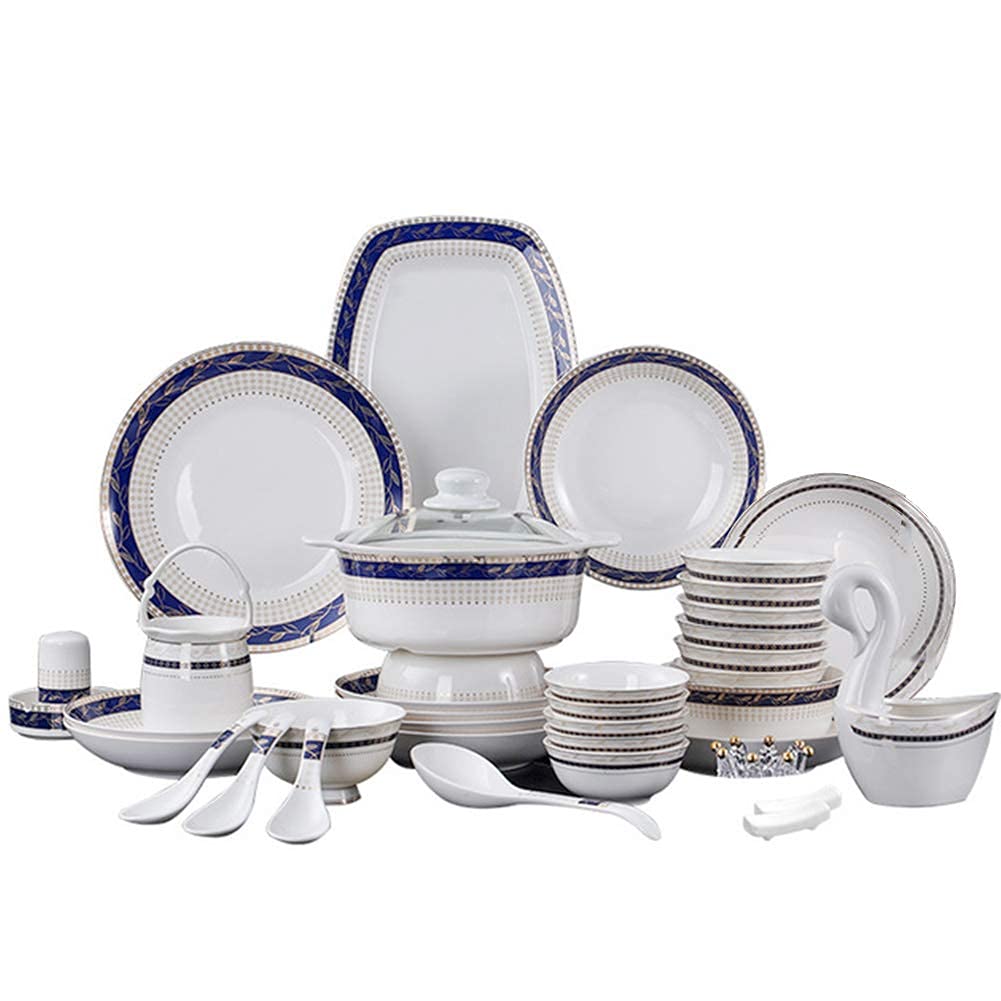 H3TF5J Porzellan -Tischgeschirrset, Geschirrspüler und mikrowave sicheres Tabellengeschirr, 60 Tischgeschirr für 10 Personen, Keramikgeschirr von Blumendekoration (3 PCs)