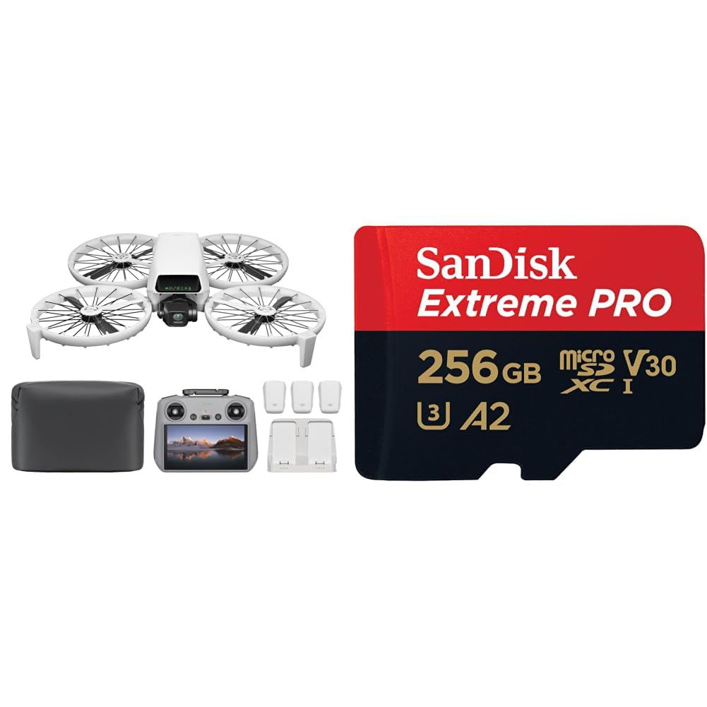 DJI Flip Fly More Combo RC 2 + SanDisk Extreme PRO 256GB microSD – 4K HDR Drone Seti