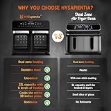 HYSapientia® 22L Dual Zone Air Fryer Oven With Rotisserie,Large Double Air fryers Mini Ovens Digital 2400W 10 in 1 Airfryer Countertop Convection Oven electric and grill,Stainless Steel,13 Accessories - Image 5