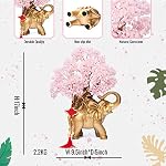 Rose Quartz Crystal Money Tree on Gold Elephant Statue, 17”Large Gemstone Bonsai Tree of Life Home Décor Gifts for Wealth Positive Energy, Feng Shui Décor - Image 3