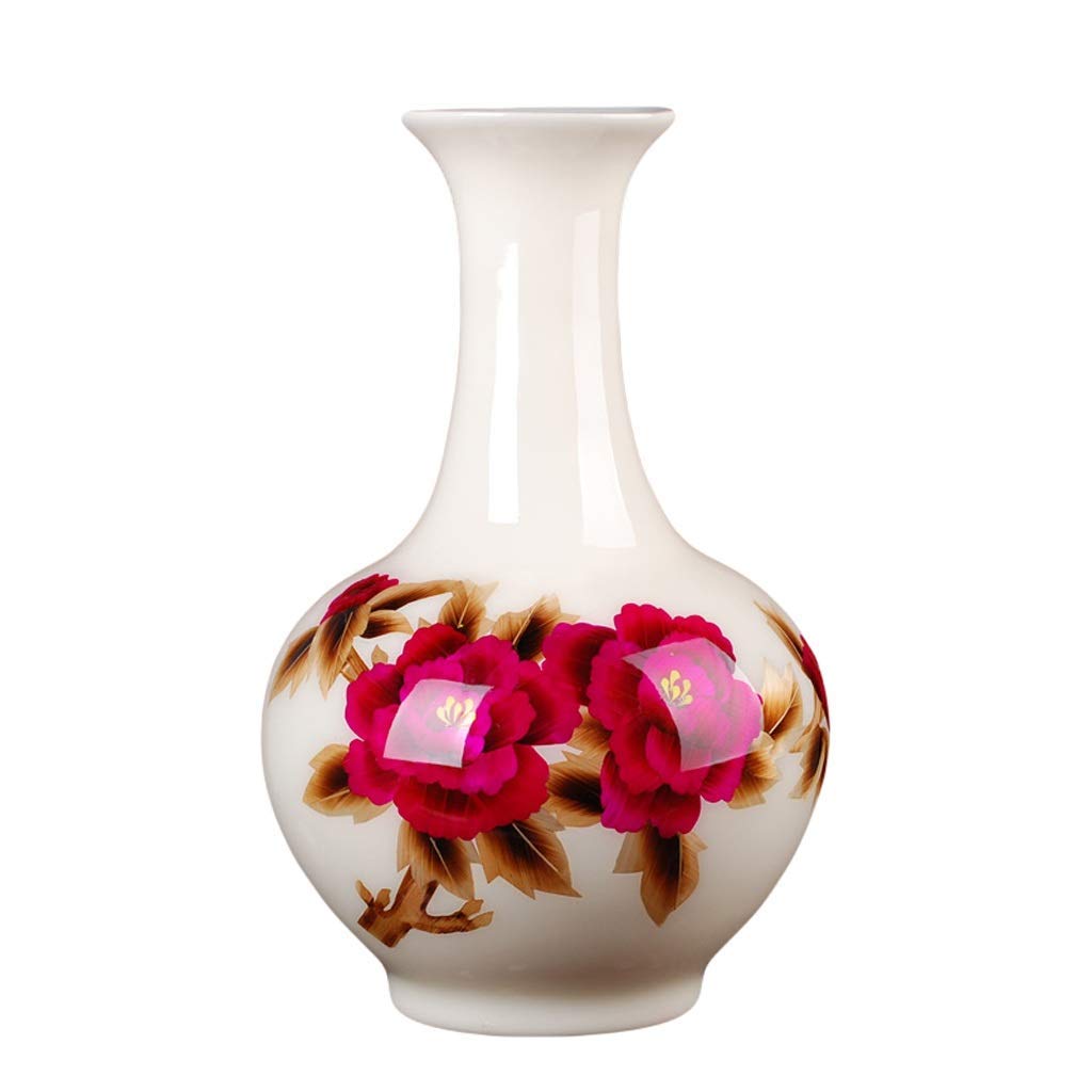 Vase en céramique blanc salon décoration pivoine de sol