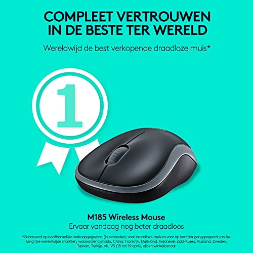 Logitech M185 draadloze muis, 2,4 GHz met USB-mini-ontvanger, batterijduur van 12 maanden, 1000 DPI optische tracking… - Afbeelding 3