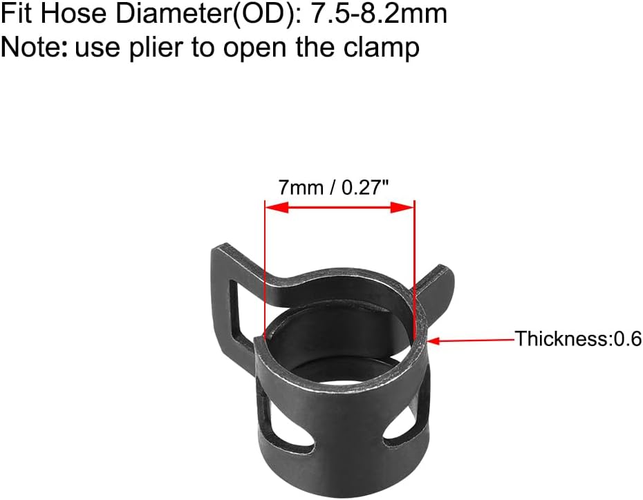 Uxcell 22mm Steel Spring Band Hose Clamps - 10Pcs, Fits 23-24.5mm OD Hose, Black Manganese Steel