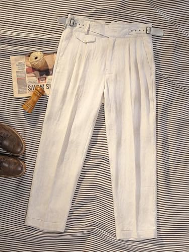 Summer Thin Pure Linen Fabric Gurkha Casual Pants Men's Tapered Slim Nine-Minute Pants Customizable2