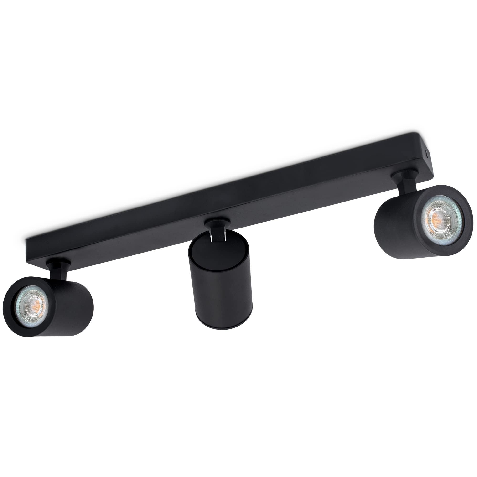 linovum TENJO Deckenlampe dimmbar schwarz schwenkbar mit 3x LED Leuchtmittel GU10 6W warmweiß - Küchenlampe Spotbar 3 flammig
