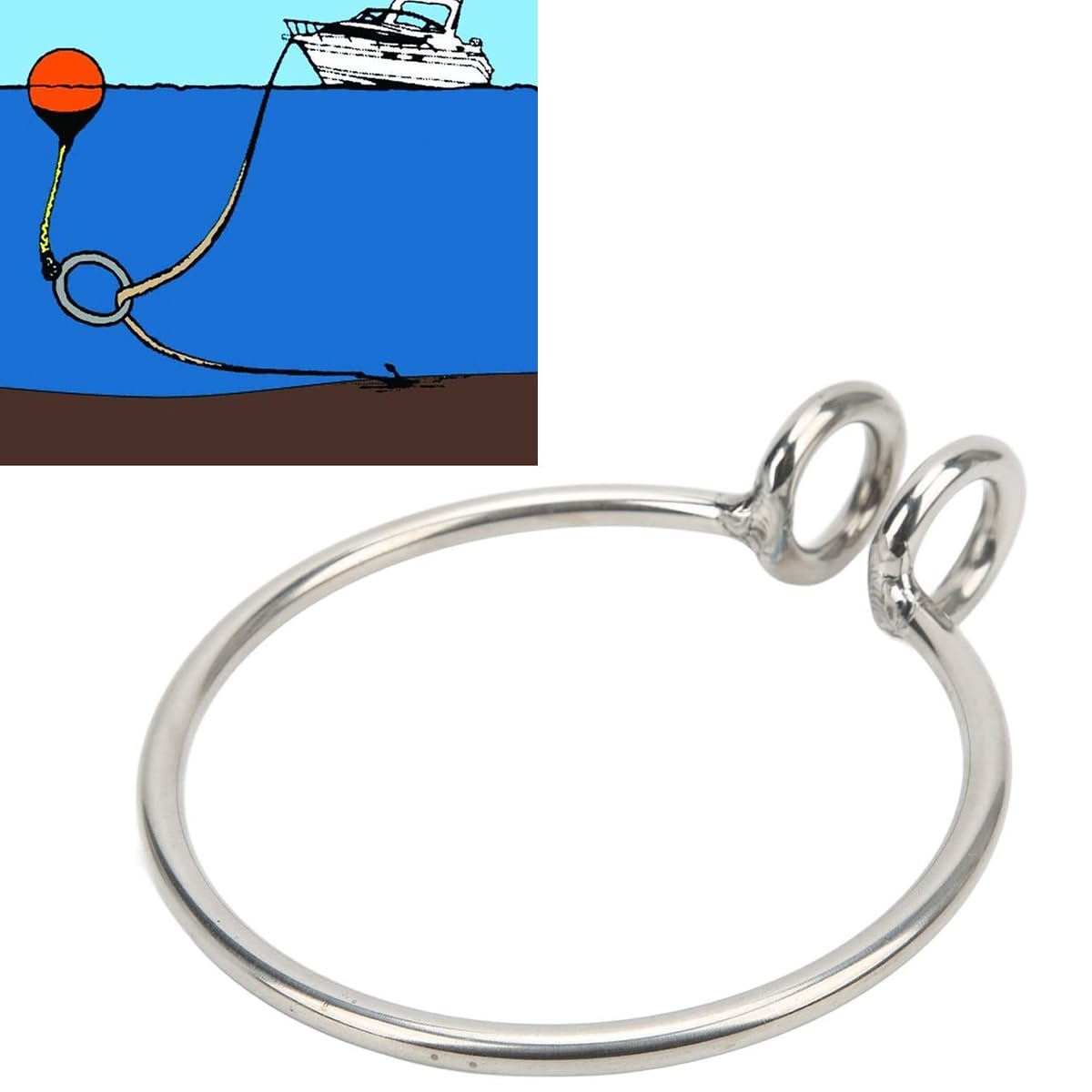 Anello di ancoraggio in acciaio inossidabile Anello di recupero dell'ancora marina da 8 mm Sistema di recupero dell'ancora in acciaio inossidabile lucidato Adatto per barche da pesca