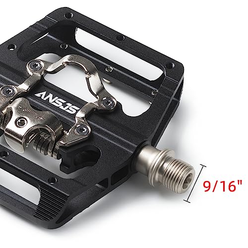MTB Mountain Bike Pedals Bicycle Flat Platform Compatible with SPD Mountain Bike Dual Function Sealed Clipless Aluminum 9/16" Pedals with Cleats for Road MTB - Image 3
