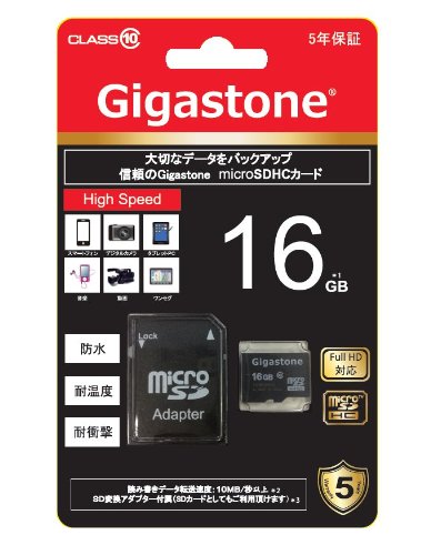 Gigastone(�M�K�X�g�[��) microSDHC�J�[�h 16GB Class10(��e�ʁA�������f��) 5�N�ۏ� GJM10/16G