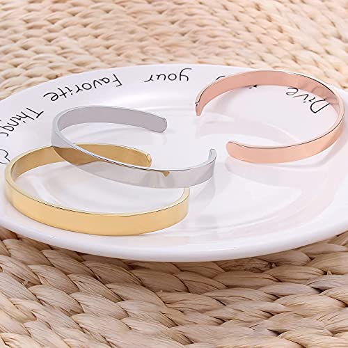 Inspirational Cuff Bracelet Bangle Keep Going Motivational Mantra Quote Stainless Steel Engraved Best Friend Sister Gift for Women with Hidden Message4
