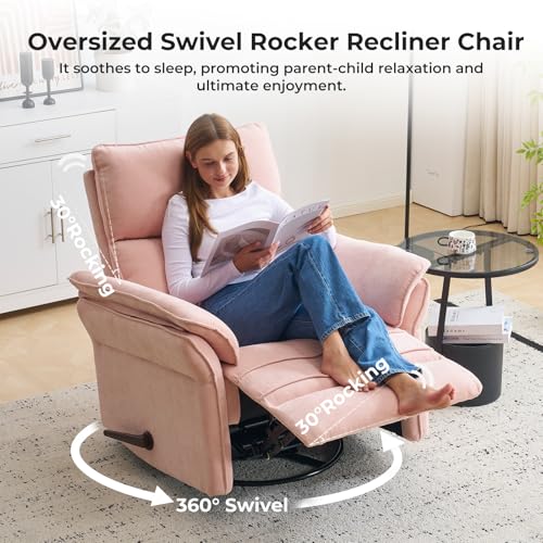 Sillón reclinable chenille rosa extra ancho miniatura 4