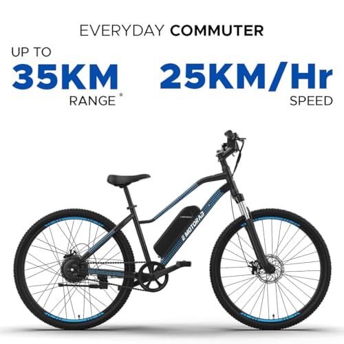 Image of EMotorad X2 Unisex MTB Electric Cycle with 7.65Ah Removable Battery, LCD Display, 5 Levels of PAS, 27.5 inch Wheel, Front Suspension, 250W Motor, 90% Assembled (Mesh Black) (Mesh Black)