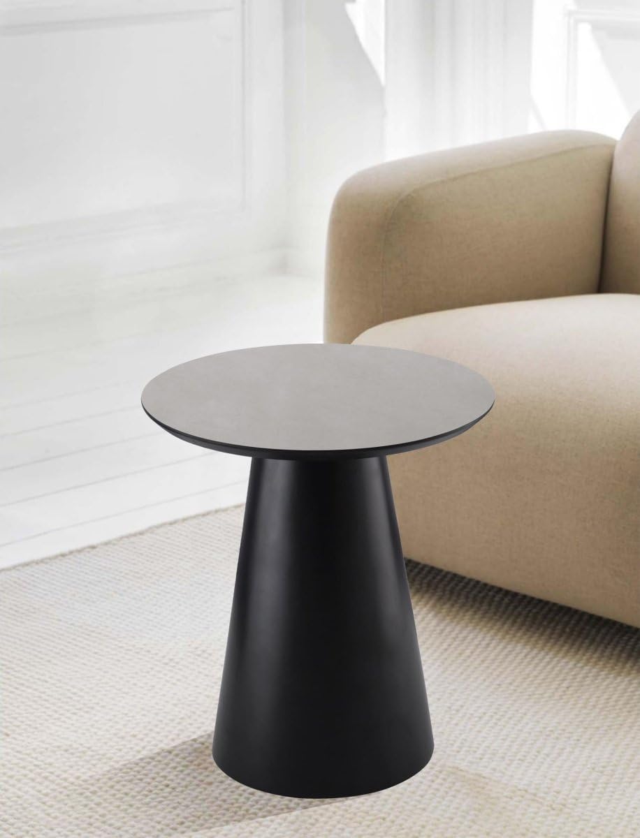 Table basse Ø 45 cm gris clair aspect marbre style scandinave