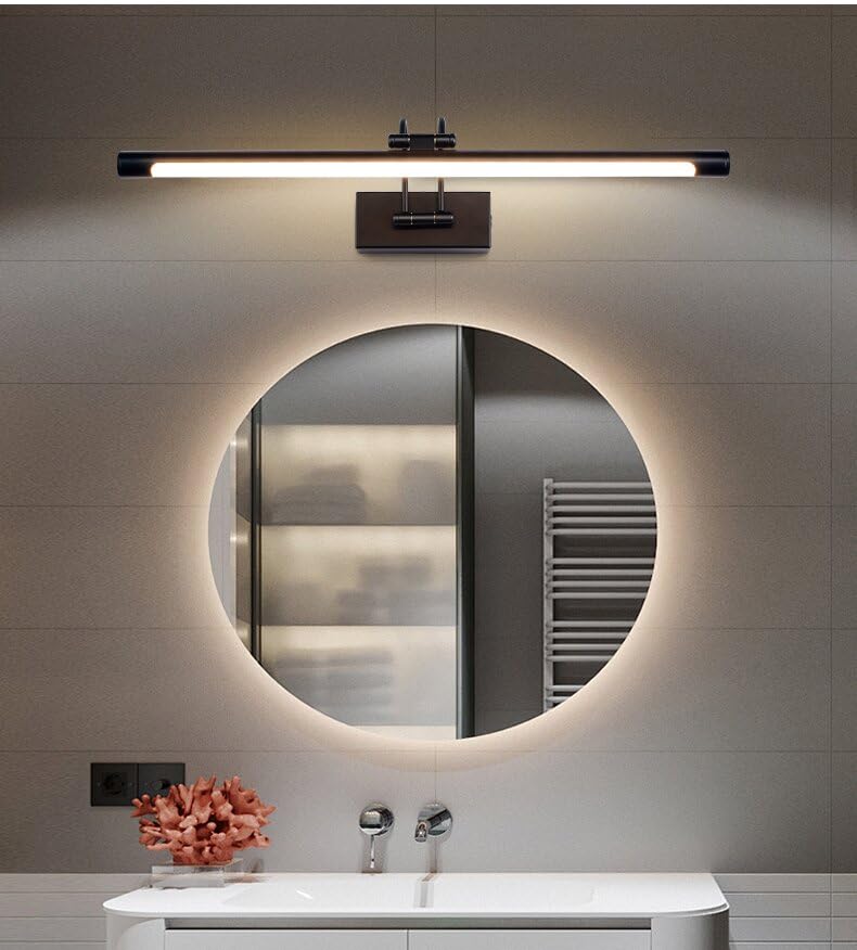 MantoLite LED Bathroom Over Mirror Light 3CCT 60CM Long Vanity Wall Light Dimmable Black Cabinet Picture Lights for Wall Ajustable Black Indoor Lighting Wall Sconce Hotel Bedside 15W Reading Lamps
