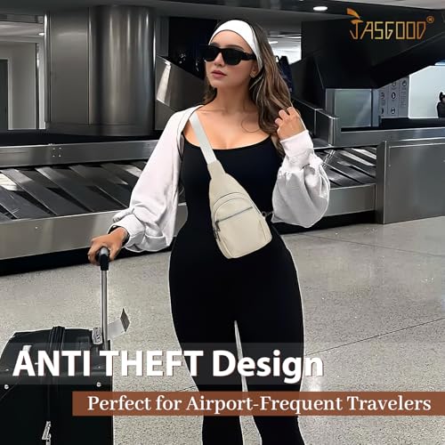 Image of JASGOOD Anti Theft Small Sling Bag for Women Leather Fanny Packs Crossbody Bags Trendy Anti-Theft Sling Purse for Travel