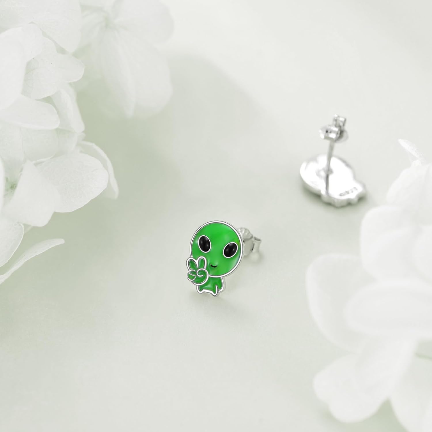 URONE Space Earrings 925 Sterling Silver UFO Alien Earrings Space Jewelry Gifts For Women Men